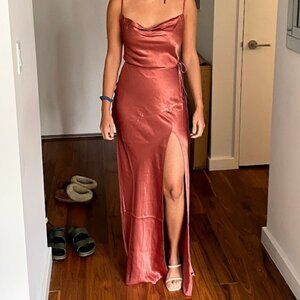 Shona Joy La Line Bias Cowl Maxi Dress - Terracotta Pink